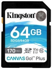 Kingston 64GB SD Canvas Go Plus (SDXC Class 10 UHS-I U3) (SDG3/64GB) memória kártya Memória kártya / Pendrive - SD / SDHC / SDXC kártya - 367840
