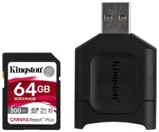 Kingston 64GB SD Canvas React Plus (SDXC Class 10 UHS-II U3) (MLPR2/64GB) memória kártya + olvasó Memória kártya / Pendrive - SD / SDHC / SDXC kártya - 367822