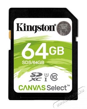 Kingston 64GB SD Canvas Select 80R (SDXC Class 10 UHS-I) (SDS/64GB) memória kártya Memória kártya / Pendrive - SD / SDHC / SDXC kártya - 334412