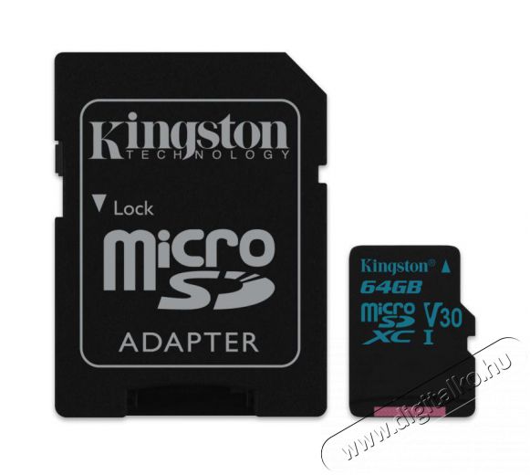 Kingston 64GB microSDXC Canvas Go Class 10 UHS-I U3 (SDCG2/64GB) memória kártya + adapter Memória kártya / Pendrive - MicroSD / MicroSDHC kártya - 336594