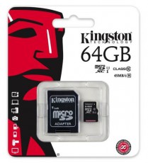 Kingston 64GB SD micro Canvas Select 80R (SDXC Class 10 UHS-I) (SDCS/64GB) memória kártya adapterrel Memória kártya / Pendrive - MicroSD / MicroSDHC kártya - 334413