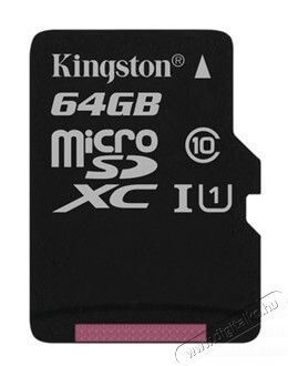 Kingston 64GB SD micro Canvas Select 80R (SDXC Class 10 UHS-I) (SDCS/64GBSP) memória kártya Memória kártya / Pendrive - MicroSD / MicroSDHC kártya - 334414