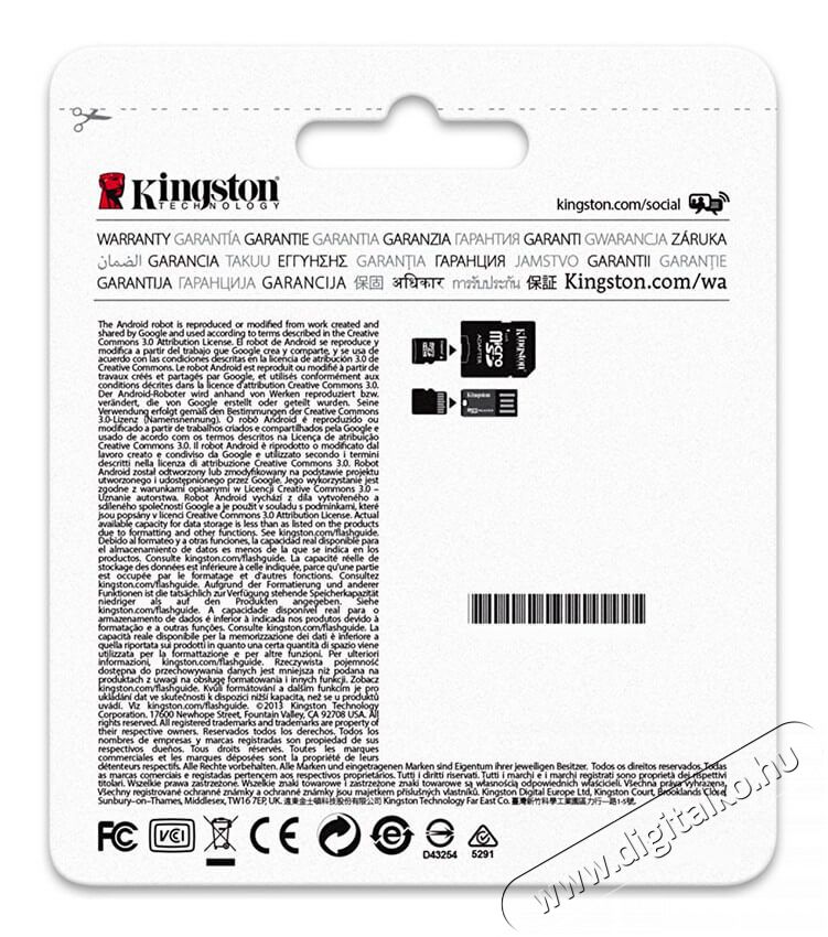 Kingston 64GB Class 10 micro SD (MBLY10G2/64GB) memória kártya Memória kártya / Pendrive - MicroSD / MicroSDHC kártya - 312052