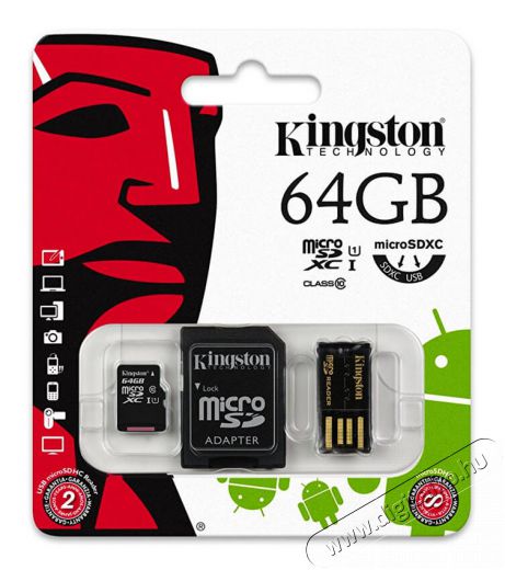 Kingston 64GB Class 10 micro SD (MBLY10G2/64GB) memória kártya Memória kártya / Pendrive - MicroSD / MicroSDHC kártya - 312052
