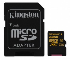 Kingston 64GB SD micro (SDXC Class 10 UHS-I) (SDCA10/64GB) memória kártya adapterrel Memória kártya / Pendrive - MicroSD / MicroSDHC kártya - 312050