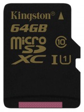 Kingston 64GB SD micro (SDXC Class 10 UHS-I) (SDCA10/64GBSP) memória kártya Memória kártya / Pendrive - SD / SDHC / SDXC kártya - 312051