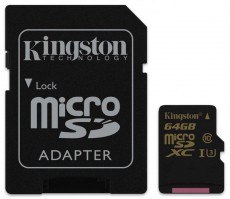 Kingston 64GB SD micro (SDXC Class U3 UHS-I) (SDCG/64GB) memória kártya adapterrel Memória kártya / Pendrive - MicroSD / MicroSDHC kártya - 314656