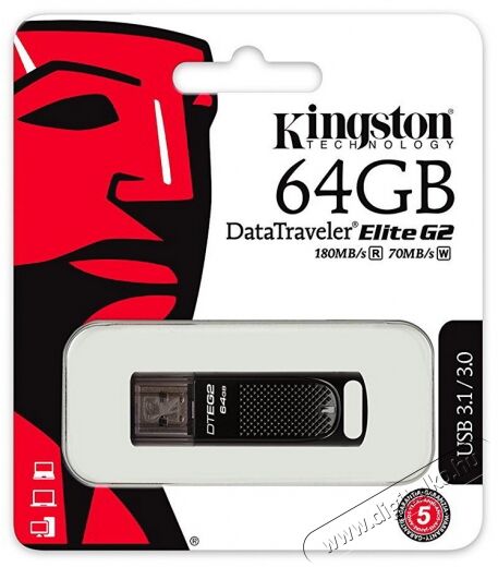 Kingston 64GB USB3.1 / 3.0 DataTraveler Elite G2 (DTEG2/64GB) pendrive Egyéb - Nem forgalmazzuk ! - 331137