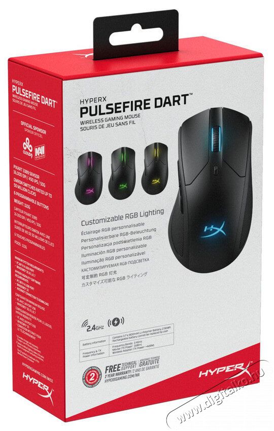 Kingston HyperX Pulsefire Dart vezeték nélküli gamer egér - fekete Iroda és számítástechnika - Egér - Vezeték nélküli egér - 367760