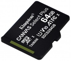 Kingston 64GB SD micro Canvas Select Plus (SDXC Class 10 A1) (SDCS2/64GBSP) memória kártya Memória kártya / Pendrive - MicroSD / MicroSDHC kártya - 367782