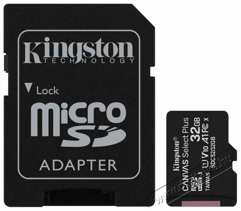 Kingston 32GB SD micro Canvas Select Plus (SDHC Class 10 A1) (SDCS2/32GB) memória kártya Memória kártya / Pendrive - MicroSD / MicroSDHC kártya - 367776