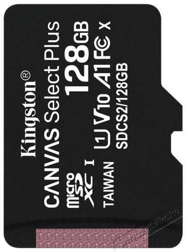 Kingston 128GB SD micro Canvas Select Plus (SDXC Class 10 A1) (SDCS2/128GBSP) memória kártya Memória kártya / Pendrive - MicroSD / MicroSDHC kártya - 367770