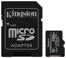 Kingston 256GB SD micro Canvas Select Plus (SDXC Class 10 A1) (SDCS2/256GB) memória kártya Memória kártya / Pendrive - MicroSD / MicroSDHC kártya - 367772