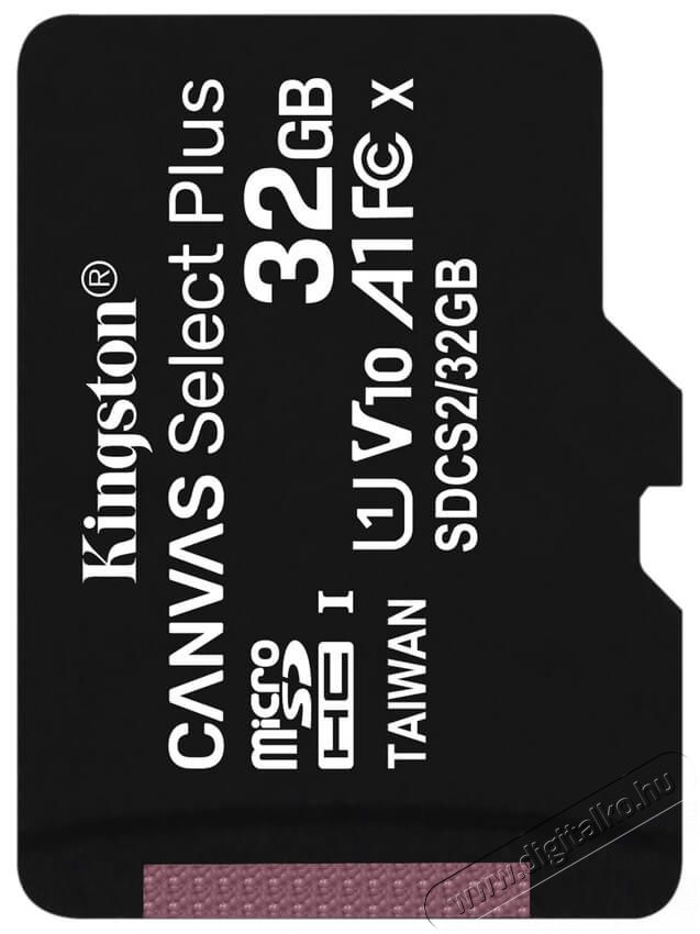 Kingston 32GB SD micro Canvas Select Plus (SDHC Class 10 A1) (SDCS2/32GBSP) memória kártya Memória kártya / Pendrive - MicroSD / MicroSDHC kártya - 367777
