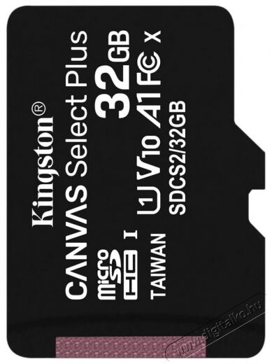 Kingston 32GB SD micro Canvas Select Plus (SDHC Class 10 A1) (SDCS2/32GBSP) memória kártya Memória kártya / Pendrive - MicroSD / MicroSDHC kártya - 367777