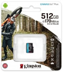 Kingston 512GB SD micro Canvas Go! Plus (SDXC Class 10 UHS-I U3) (SDCG3/512GBSP) memória kártya Memória kártya / Pendrive - MicroSD / MicroSDHC kártya - 367821