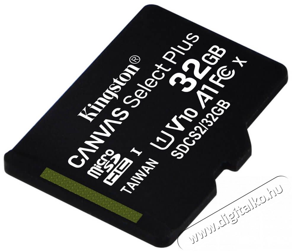 Kingston 32GB SD micro Canvas Select Plus (SDHC Class 10 A1) (SDCS2/32GBSP) memória kártya Memória kártya / Pendrive - MicroSD / MicroSDHC kártya - 367777