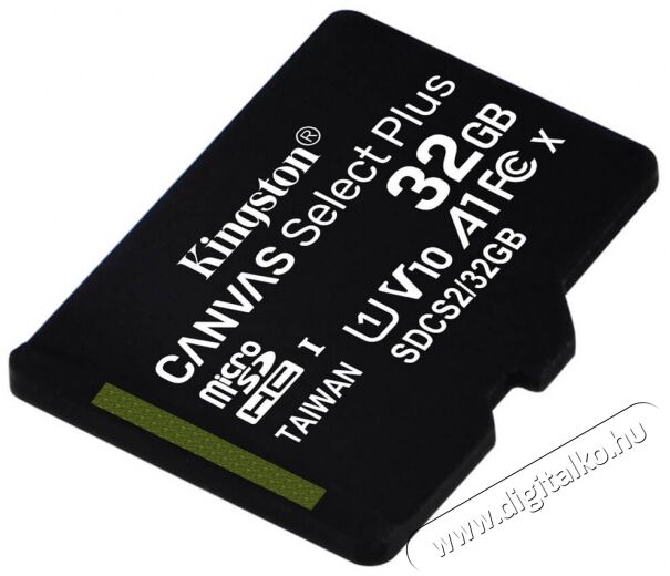 Kingston 32GB SD micro Canvas Select Plus (SDHC Class 10 A1) (SDCS2/32GBSP) memória kártya Memória kártya / Pendrive - MicroSD / MicroSDHC kártya - 367777