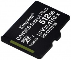 Kingston 512GB SD micro Canvas Select Plus (SDXC Class 10 A1) (SDCS2/512GBSP) memória kártya Memória kártya / Pendrive - MicroSD / MicroSDHC kártya - 367834
