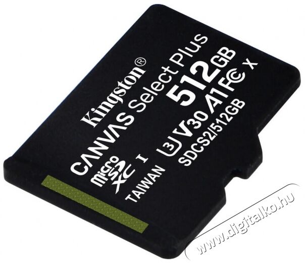 Kingston 512GB SD micro Canvas Select Plus (SDXC Class 10 A1) (SDCS2/512GBSP) memória kártya Memória kártya / Pendrive - MicroSD / MicroSDHC kártya - 367834
