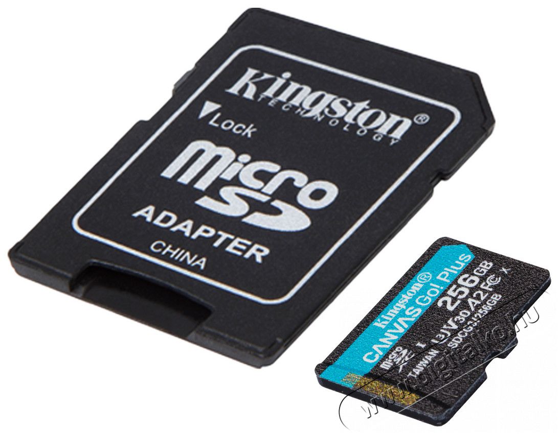 Kingston 256GB SD micro Canvas Go! Plus (SDXC Class 10 UHS-I) memóriakártya + adapter Memória kártya / Pendrive - MicroSD / MicroSDHC kártya - 367816