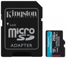 Kingston 256GB SD micro Canvas Go! Plus (SDXC Class 10 UHS-I) memóriakártya + adapter Memória kártya / Pendrive - MicroSD / MicroSDHC kártya - 367816