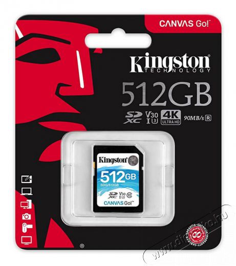 Kingston Canvas Go 512GB Class 10 UHS-I U3 SD (SDG/512GB) memória kártya Memória kártya / Pendrive - SD / SDHC / SDXC kártya - 336592