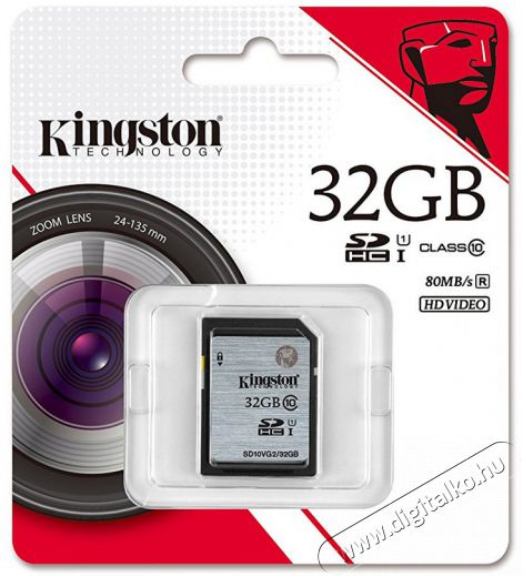 Kingston 32GB SD (SDHC Class 10 UHS-I) (SD10VG2/32GB) memória kártya Memória kártya / Pendrive - SD / SDHC / SDXC kártya - 312000