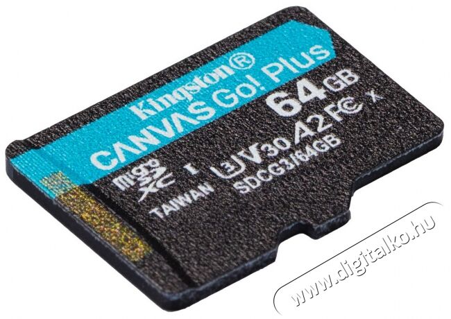 Kingston 64GB SD micro Canvas Go! Plus (SDXC Class 10 UHS-I U3) (SDCG3/64GBSP) memória kártya Memória kártya / Pendrive - MicroSD / MicroSDHC kártya - 367823