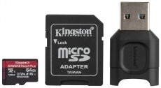 Kingston 64GB SD micro Canvas React Plus (SDXC Class 10 UHS-II U3) (MLPMR2/64GB) memória kártya Memória kártya / Pendrive - MicroSD / MicroSDHC kártya - 367824