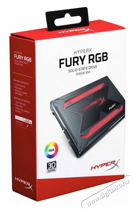 Kingston 480GB SATA3 2,5 HyperX FURY RGB (SHFR200/480G) SSD Egyéb - Nem forgalmazzuk ! - 350967