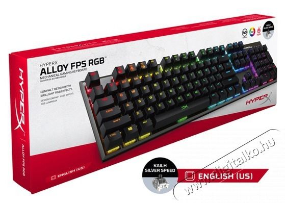 Kingston HyperX Alloy FPS (Kailh Silver Speed) US RGB vil&aacute;g&iacute;t&oacute; mechanikus gamer billentyűzet Iroda &eacute;s sz&aacute;m&iacute;t&aacute;stechnika - Billentyűzet / billentyűzet szett - Vezet&eacute;kes - 410663