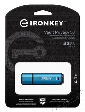 Kingston 32GB USB3.2 IronKey Vault Privacy 50 (IKVP50/32GB) Flash Drive Mem&oacute;ria k&aacute;rtya / Pendrive - Pendrive - 442681