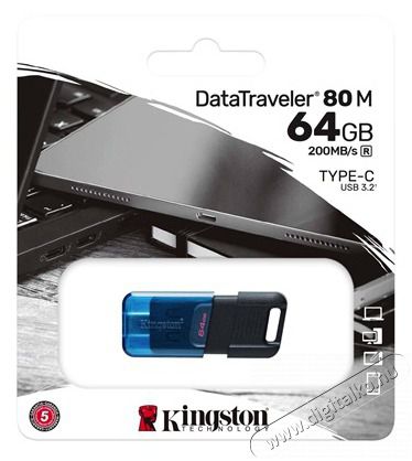 Kingston 64GB USB3.2 Type-C DataTraveler 80 M (DT80M/64GB) Flash Drive Memória kártya / Pendrive - Pendrive - 462634