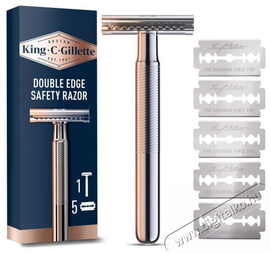 KING C. GILLETTE Double Edge + 5 db fej Szépségápolás / Egészség - Szőrtelenítő / borotva - Férfi borotva - 518852
