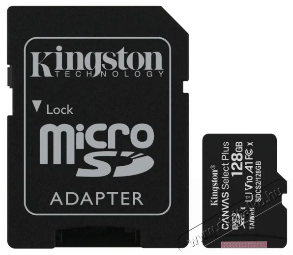Kingston Canvas Select Plus micro SDXC 128GB Class 10 UHS-I + SD adapter Memória kártya / Pendrive - SD / SDHC / SDXC kártya - 522221