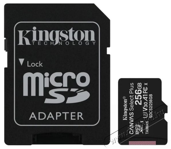 Kingston Canvas Select Plus micro SDXC 256GB Class 10 UHS-I + SD adapter Memória kártya / Pendrive - SD / SDHC / SDXC kártya - 522219