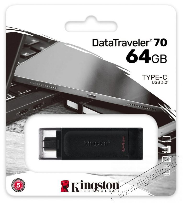 Kingston DataTraveler 70 64 GB pendrive Mem&oacute;ria k&aacute;rtya / Pendrive - Pendrive - 528986
