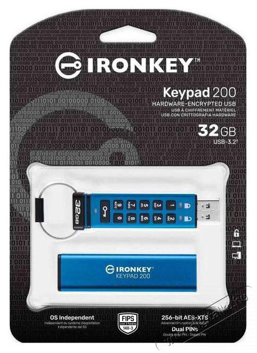 Kingston IronKey Keypad 200 32GB USB-C pendrive Mem&oacute;ria k&aacute;rtya / Pendrive - Pendrive - 528995
