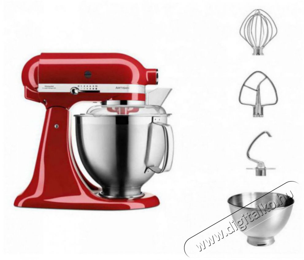 KitchenAid Artisan 5KSM185, piros Konyhai term&eacute;kek - Konyhai kisg&eacute;p (elők&eacute;sz&iacute;t&eacute;s / feldolgoz&aacute;s) - Konyhai robotg&eacute;p - 511344