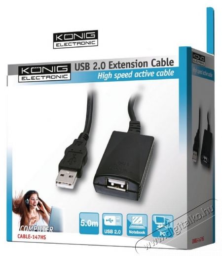 König CABLE-147HS USB 2.0 hosszabító kábel - 5.0m Iroda és számítástechnika - Számítógép tartozék - USB kábel - 328013