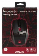 KONIX - DRAKKAR PC Runemaster Evo Egér Vezetékes Gaming 2500DPI, Fekete-Piros Iroda és számítástechnika - Egér - Vezetékes egér - 483681