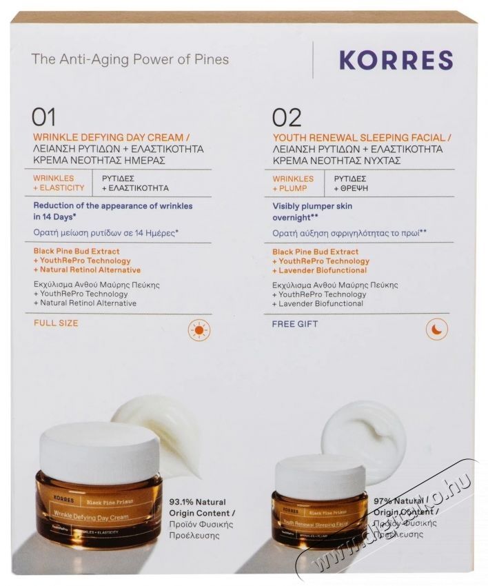 KORRES Black Pine Primus Wrinkle Defying Day Cream + Youth Renewal Sleeping Facial, 55 ml Sz&eacute;ps&eacute;g&aacute;pol&aacute;s / Eg&eacute;szs&eacute;g - Egy&eacute;b sz&eacute;ps&eacute;g / eg&eacute;szs&eacute;g term&eacute;k - 537892