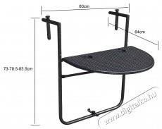 Kring Banquette &Ouml;sszecsukhat&oacute; erk&eacute;ly asztal, f&eacute;m/műanyag, 60 x 64 x 73, fekete H&aacute;ztart&aacute;s / Otthon / K&uuml;lt&eacute;r - K&uuml;lt&eacute;r / kerti term&eacute;k / grill - Kerti b&uacute;tor - 537036