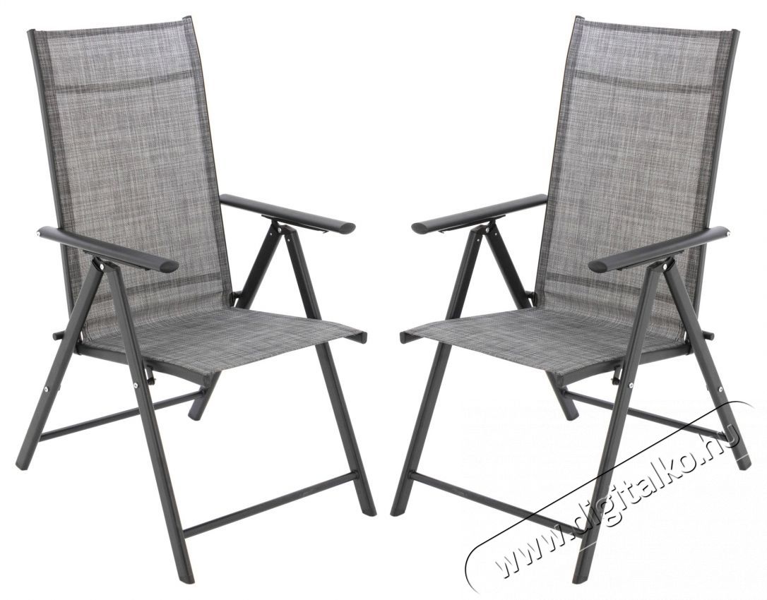 Kring Bie 2 darab &ouml;sszecsukhat&oacute; kerti/terasz/erk&eacute;lyi sz&eacute;k, f&eacute;m, 69 x 55 x 102 cm, 7 poz&iacute;ci&oacute;ban &aacute;ll&iacute;that&oacute;, Sz&uuml;rke H&aacute;ztart&aacute;s / Otthon / K&uuml;lt&eacute;r - K&uuml;lt&eacute;r / kerti term&eacute;k / grill - Kerti b&uacute;tor - 537052