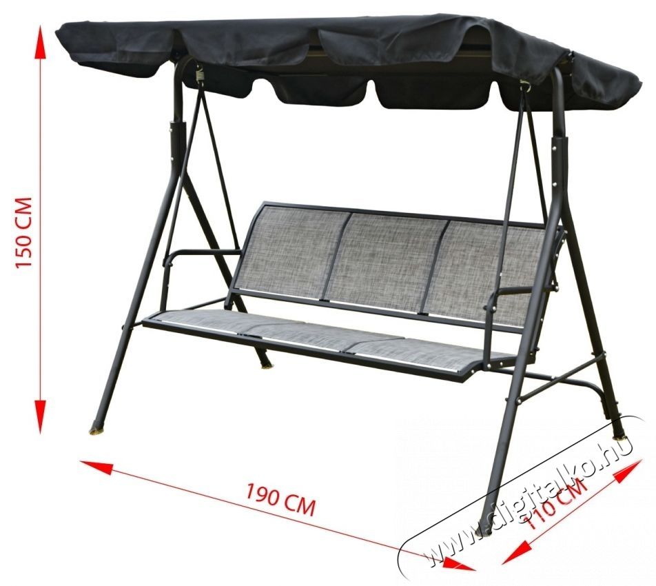 Kring Cham hintasz&eacute;k, 3 &uuml;l&eacute;ses, m&eacute;ret 108x190x155 cm H&aacute;ztart&aacute;s / Otthon / K&uuml;lt&eacute;r - K&uuml;lt&eacute;r / kerti term&eacute;k / grill - Kerti b&uacute;tor - 537047