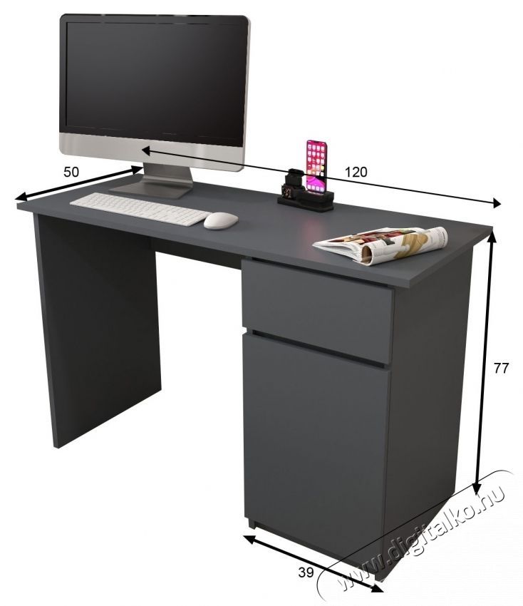 KringX Origo &iacute;r&oacute;asztal, 120x50x77 cm, 1 fi&oacute;kkal/1 ajt&oacute;val, grafit sz&iacute;nű Iroda &eacute;s sz&aacute;m&iacute;t&aacute;stechnika - Egy&eacute;b sz&aacute;m&iacute;t&aacute;stechnikai term&eacute;k - 537073
