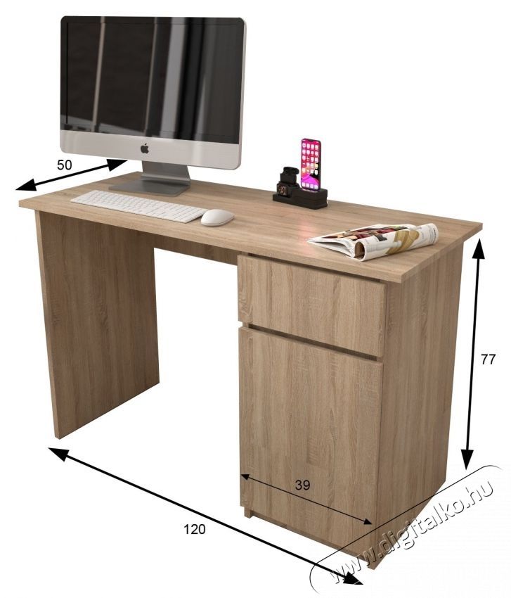 KringX Origo &iacute;r&oacute;asztal, 120x50x77 cm, 1 fi&oacute;kkal/1 ajt&oacute;val, Sonoma Iroda &eacute;s sz&aacute;m&iacute;t&aacute;stechnika - Egy&eacute;b sz&aacute;m&iacute;t&aacute;stechnikai term&eacute;k - 537074