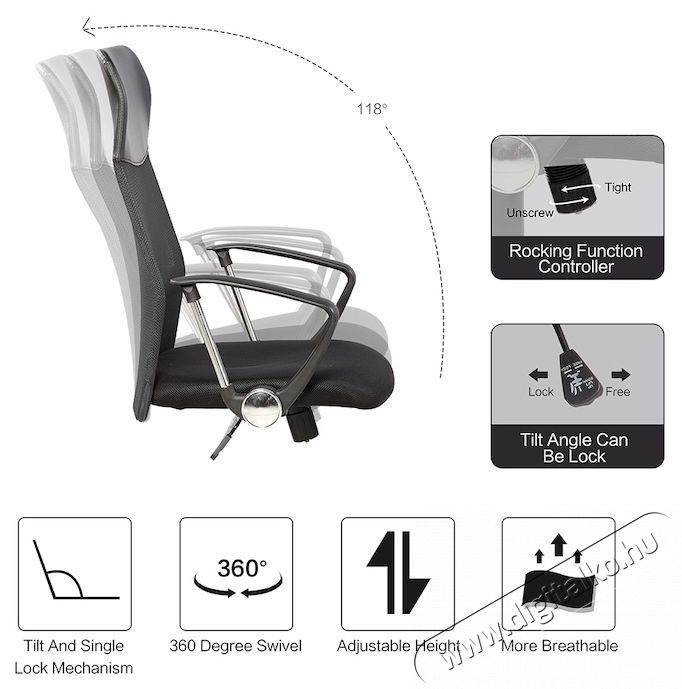 Kring Fit Ergonomikus irodai sz&eacute;k, H&aacute;l&oacute;s, Fekete H&aacute;ztart&aacute;s / Otthon / K&uuml;lt&eacute;r - Egy&eacute;b h&aacute;ztart&aacute;si term&eacute;k - 536975