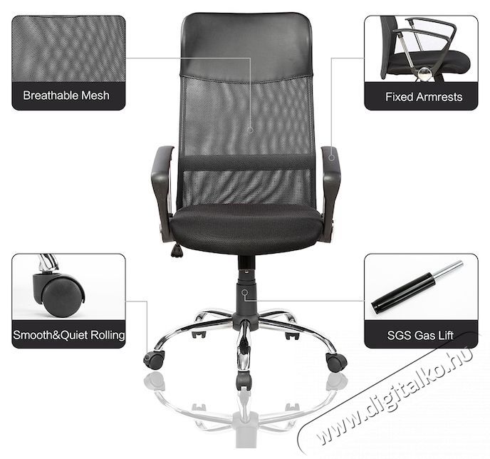 Kring Fit Ergonomikus irodai sz&eacute;k, H&aacute;l&oacute;s, Fekete H&aacute;ztart&aacute;s / Otthon / K&uuml;lt&eacute;r - Egy&eacute;b h&aacute;ztart&aacute;si term&eacute;k - 536975